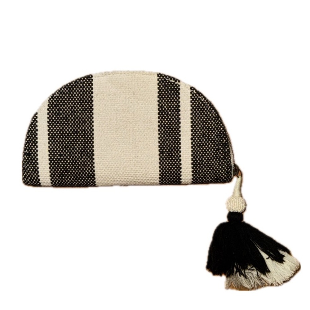 Universal Thread Black and Cream Striped clutch